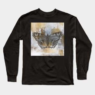 Gold And Grey Textures Butterfly A1 Long Sleeve T-Shirt
